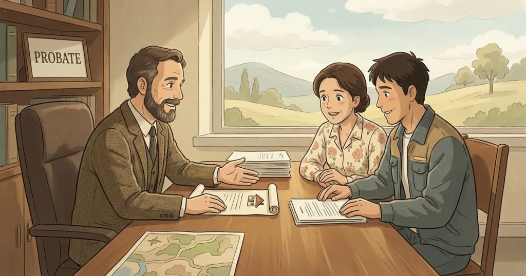 What documents do we need to prove who inherits the land and record the transfer? nc