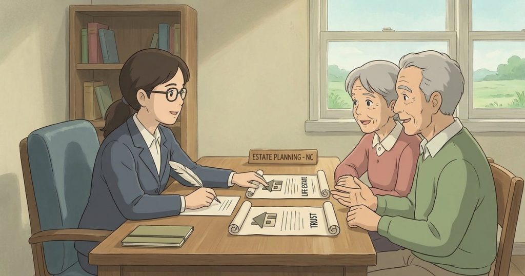 What’s the difference between putting my home in a life estate versus a trust, and can my existing deed or paperwork be changed if it uses the wrong language? nc