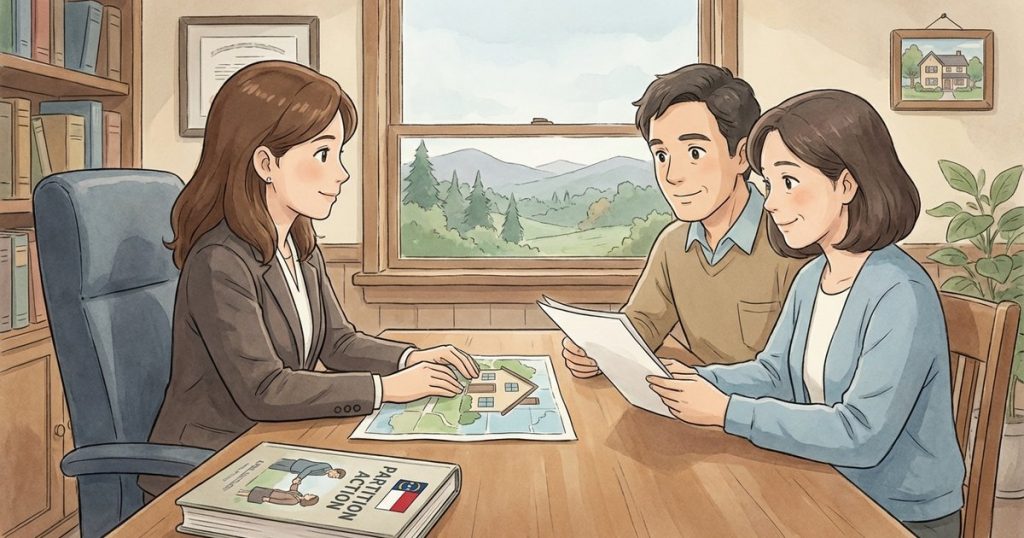Does the parent’s will or the estate process affect who has authority to pursue the partition case or sell the house? nc