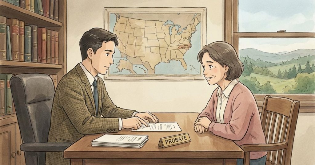 Where do I file probate if my spouse lived and died in a different state than where I live now? nc