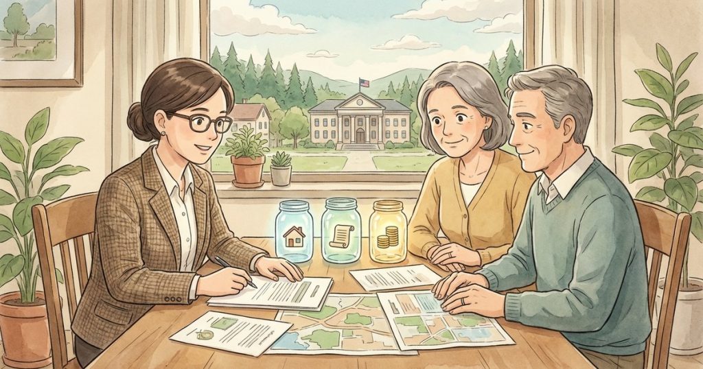 How do we figure out which assets belong to the probate estate versus the revocable trust versus the separate family trust with the rental properties? nc