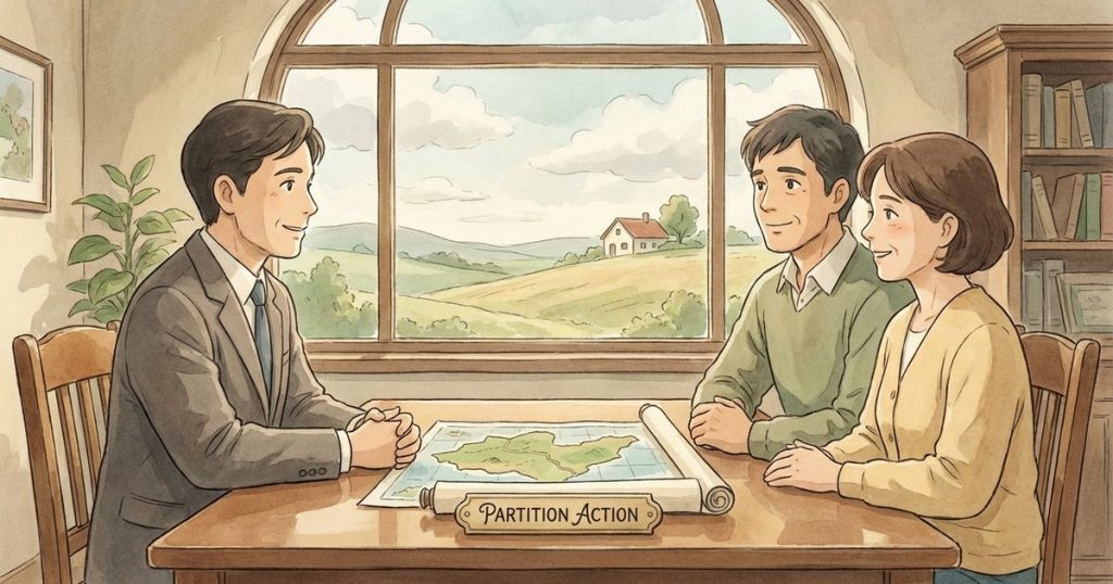 What is a partition action and what does the court decide at the hearing? nc