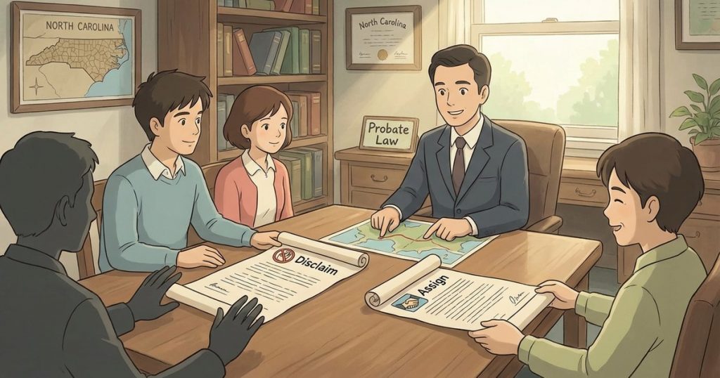 What is the difference between disclaiming an inheritance and assigning an inheritance to someone else? NC