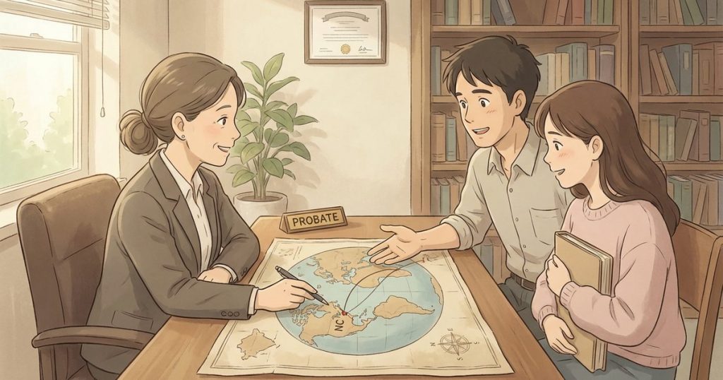 How do I find the right attorney to address inheritance and probate issues involving property abroad? NC