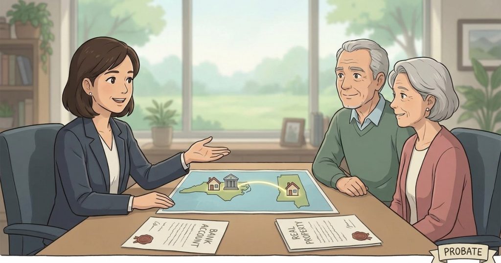 How do I handle an estate when the bank accounts are in one state but the real property is in another state? – NC